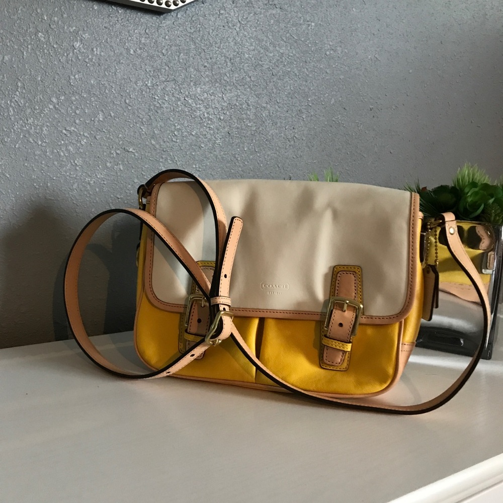 Coach Yellow and Cream Cross Body Satchel Bag